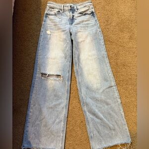 Flying Monkey Light Blue Distressed Flare Jeans